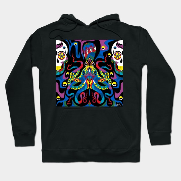 kaiju kraken in ecopop wallpaper art Hoodie by jorge_lebeau